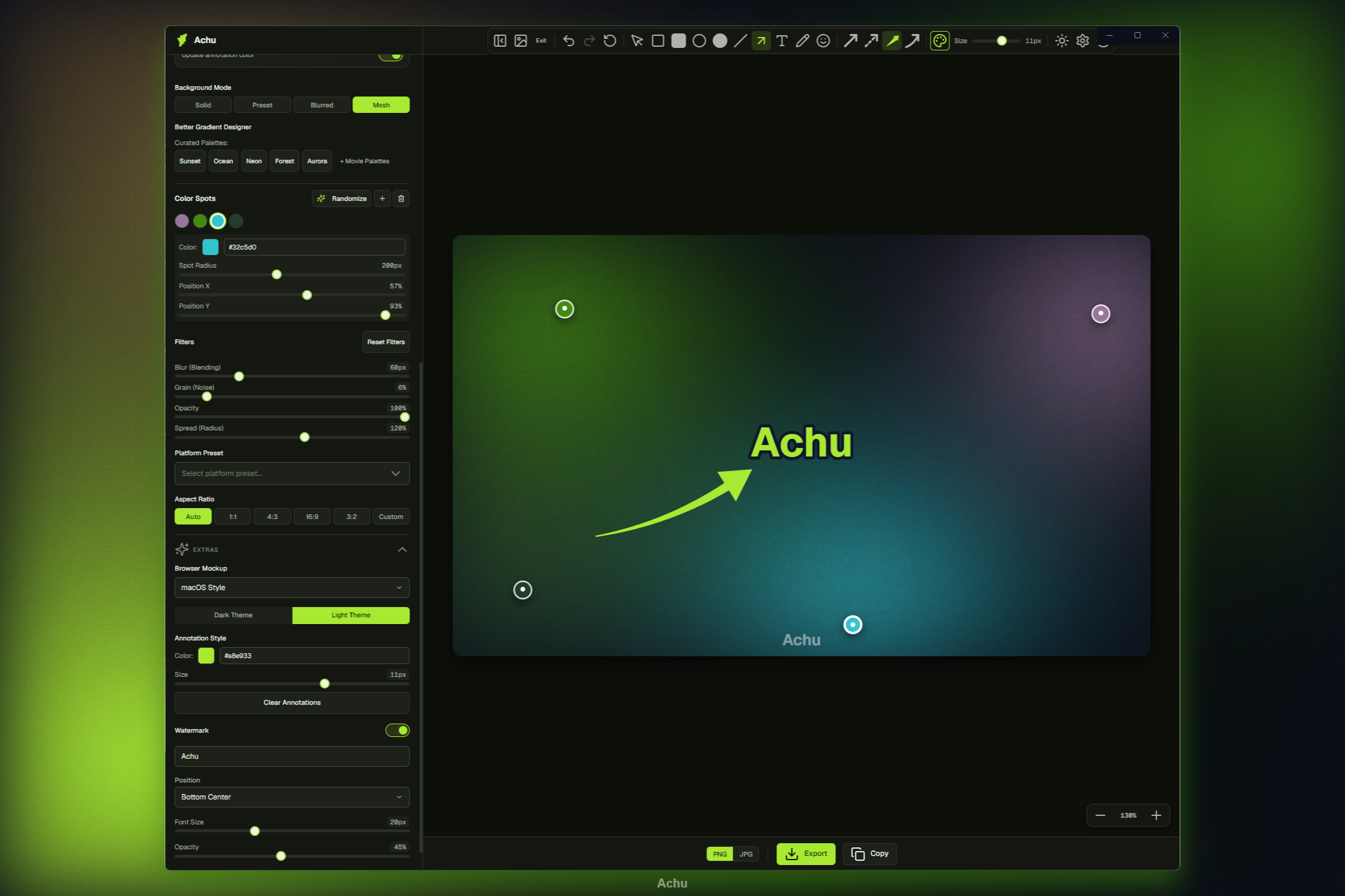 Achu App Preset Customizer Interface Mockup